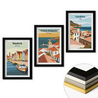 WANDBILDER 3er-Set - 20x30 cm Schwarzer Rahmen - Ansichten europäischer Küstenstädte - Schwarz, Kunststoff (20/30cm) - ArtPrintCave