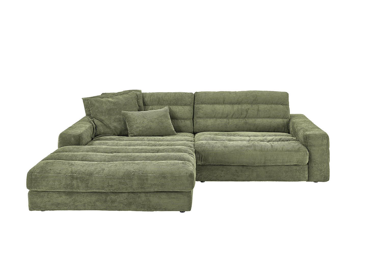 ECKSOFA LANA SOFA Grün Cord - Schwarz/Grün, Textil (296/205cm) - KAWOLA