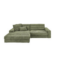 ECKSOFA LANA SOFA Grün Cord - Schwarz/Grün, Textil (296/205cm) - KAWOLA