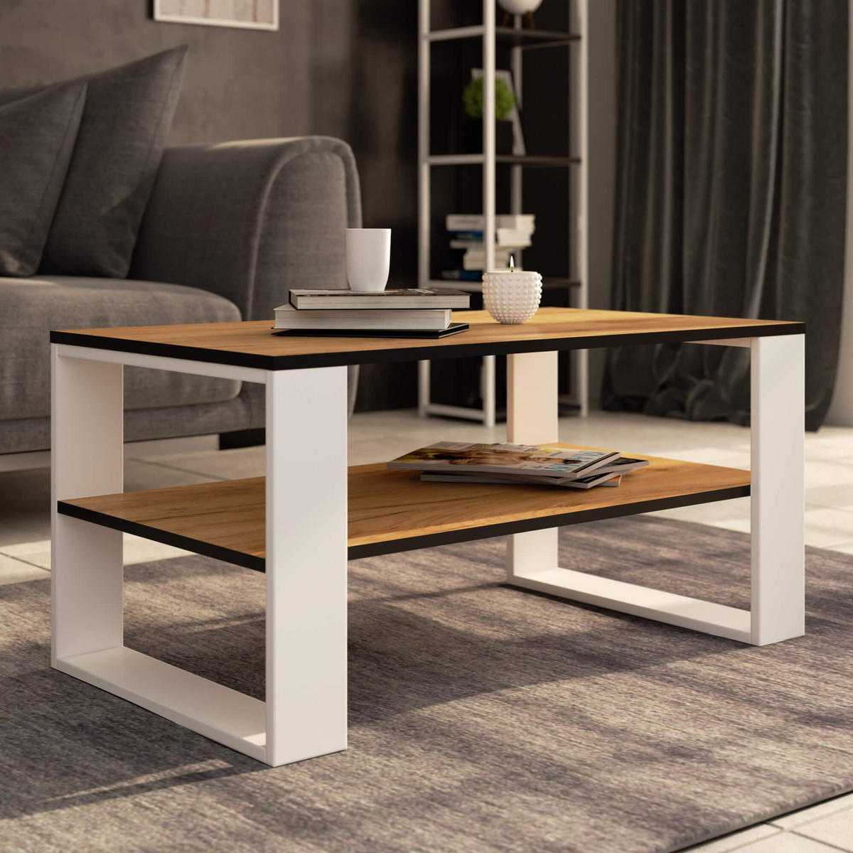 COUCHTISCH ALEX Craft-Weiß, 92x53x45 cm - Weiß/Nickelfarben, Holz (92/45/53cm) - Milordbikes