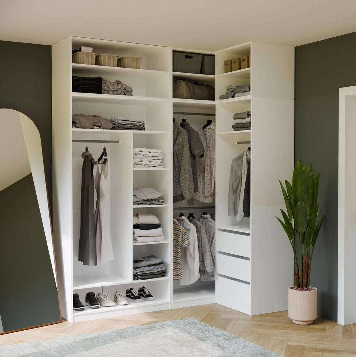 GARDEROBENSCHRANK Weiß 100/200/50 - Weiß, Holzwerkstoff (100/200/50cm) - RAUMHIRSCH FURNITURE