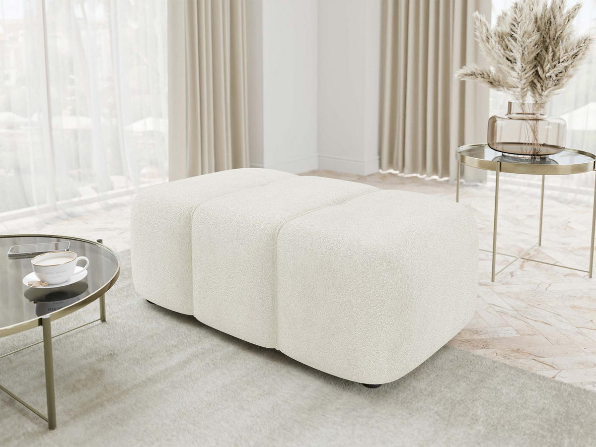 POLSTERHOCKER Furyn Boucle - Creme/Schwarz, Holzwerkstoff/Kunststoff (93/38/62cm) - MIRJAN24