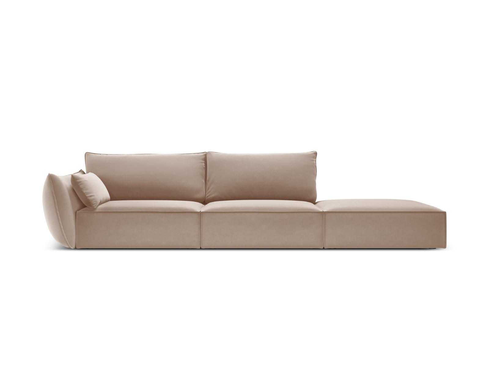 RECHTES-SOFA Kaelle aus Samt beige 4 Sitzplätze - Beige, Textil (110/85/264cm) - Micadoni