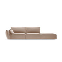 RECHTES-SOFA Kaelle aus Samt beige 4 Sitzplätze - Beige, Textil (110/85/264cm) - Micadoni