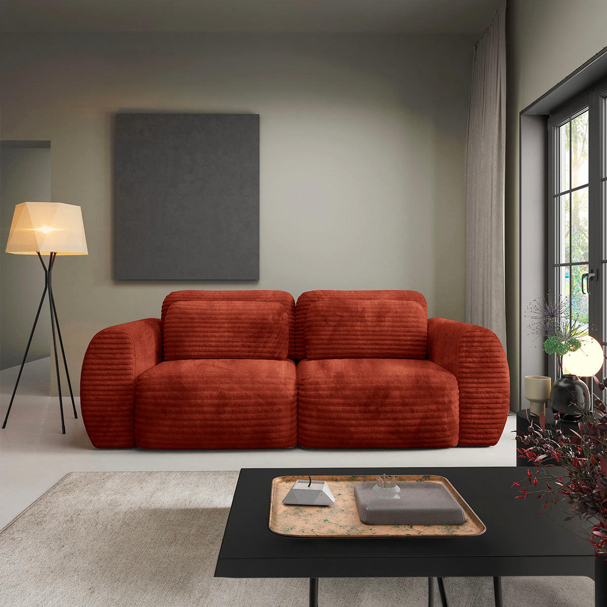 SOFA Camilla 3 Sitzplätze Terracotta - Orange, Holz (266/95/121cm) - Petits-meubles