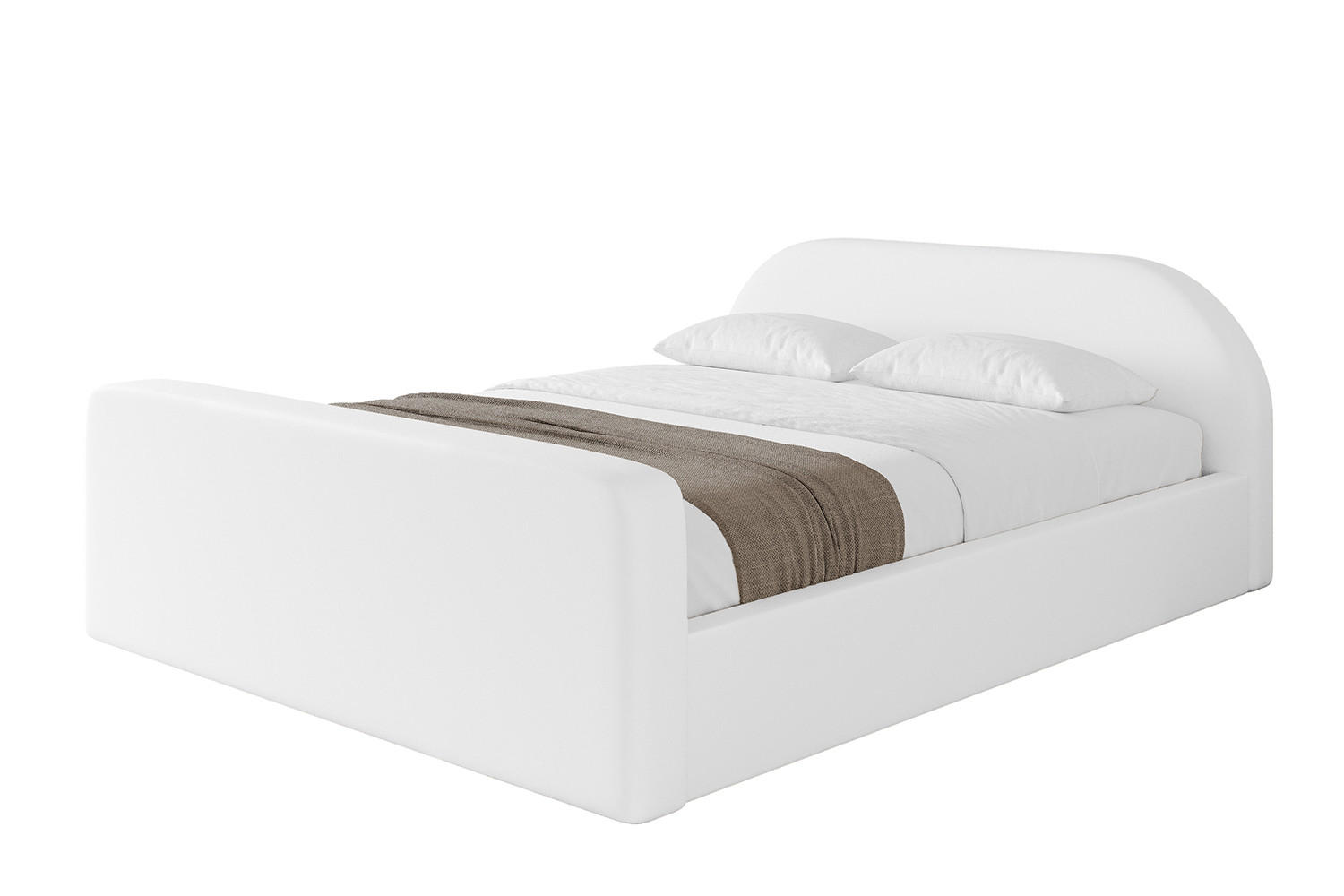 POLSTERBETT mit Bettkasten, Fußteil und Lattenrost, Boxbett ohne Matratze - TIVON-Z-V1 180x200 Weiß Kunstleder - Weiß Hochglanz, Holzwerkstoff/Textil (180/200cm) - ALTDECOR