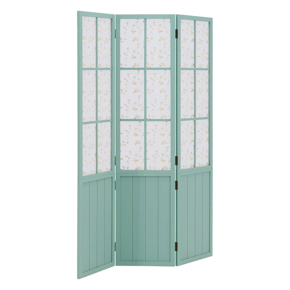 PARAVENT 3-tlg. 120/170 cm Türkis Landhausstil - Türkis, Holz (120/170/2cm) - Homestyle4u