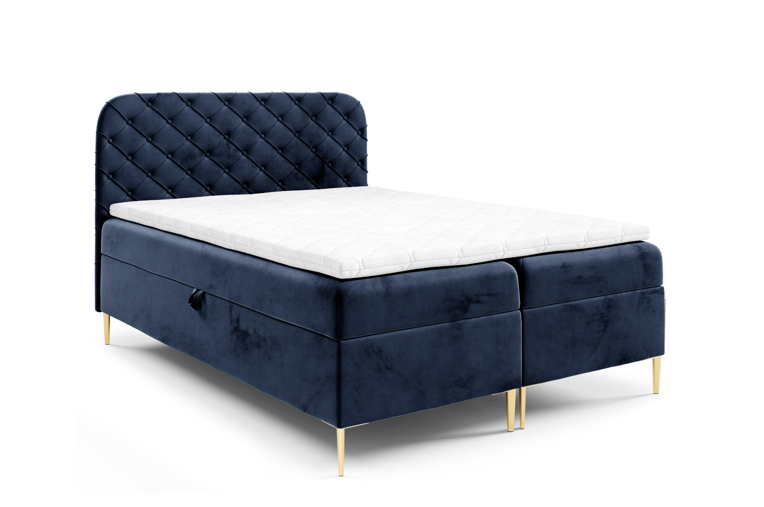 BOXBETT mit zwei Bettkasten 120x200 cm in Marineblau - Dunkelblau, Textil (120/200cm) - Home Collective
