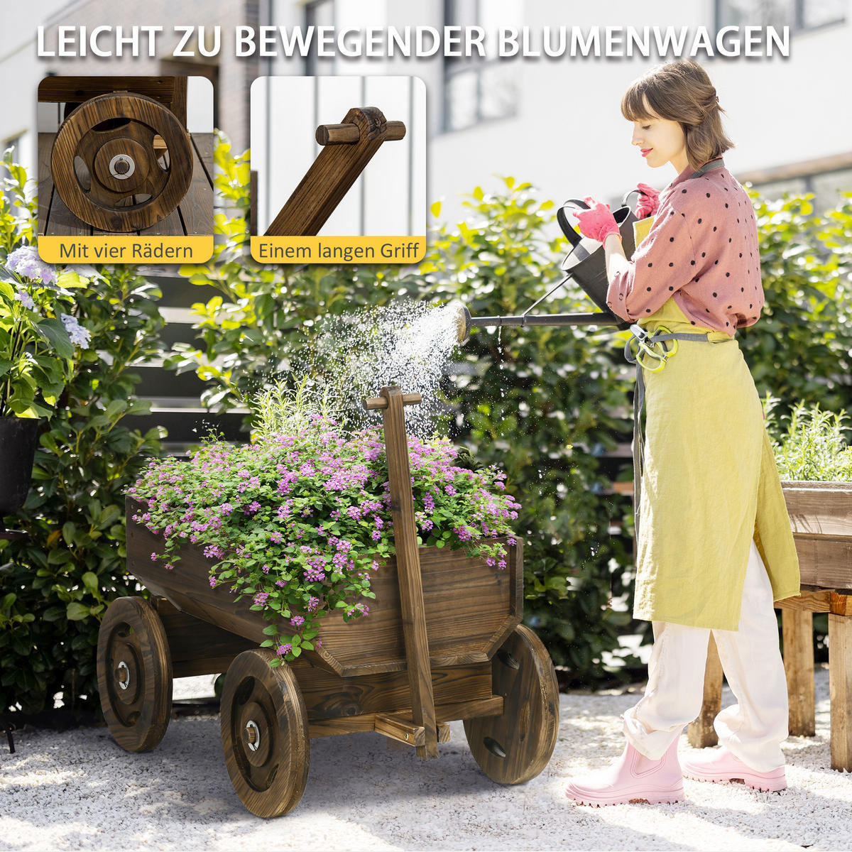 HOCHBEET, Tannenholz, Verkohlt - Braun, Holz (53/55/120cm) - Outsunny