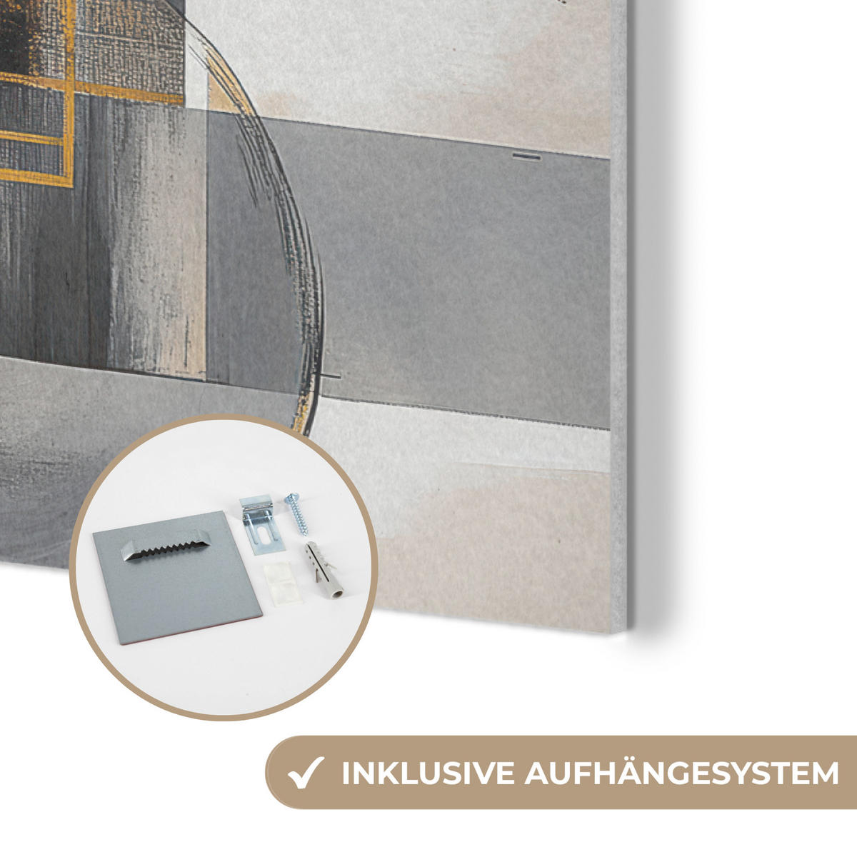 AKUSTIKBILD Abstrakt - Gold - Silber - Formen - Ästhetisch - Modern Akustikpaneele 90x60 cm - Goldfarben, Kunststoff (90/60/0.9cm) - MuchoWow