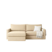ECKSOFA Mit Schlaffunktion Und Bettzeugablage LUBEKA Stoff Faro Ecru Links - Ecru, Holz (140/147cm) - Kaiser Möbel