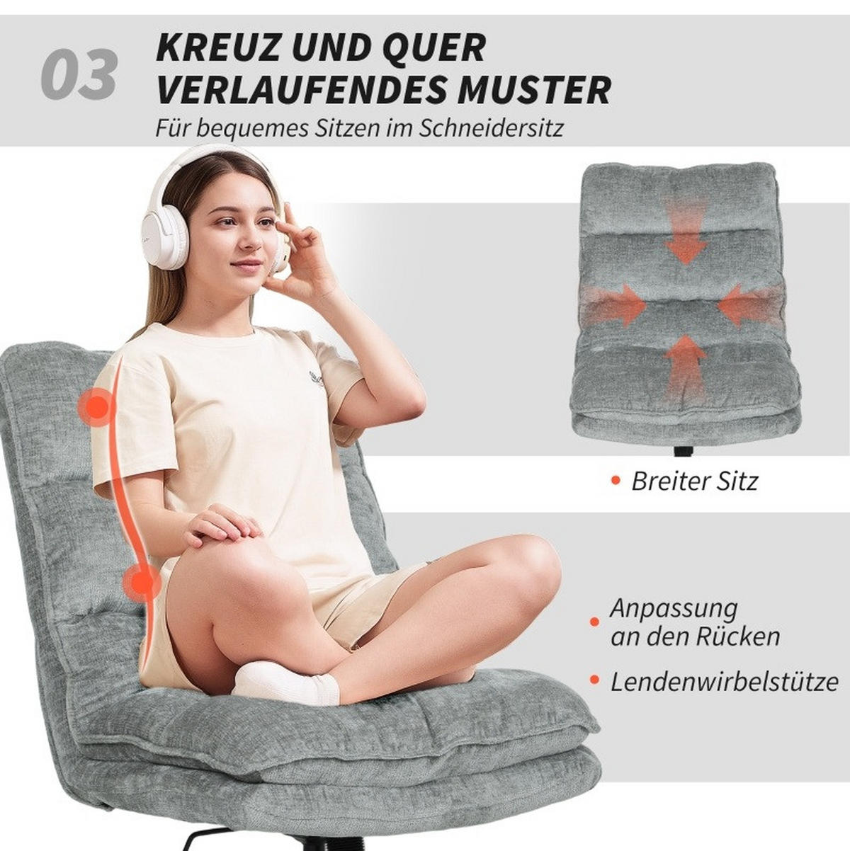 DREHSTUHL 63,5/81/96-102 cm grau aus Polyester drehbar - Grau, Kunststoff (63.5/102/81cm) - OKWISH