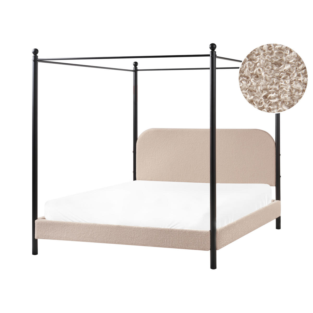 HIMMELBETT 160x200 cm Beige Dannemois - Taupe, Textil (160/200cm) - Beliani