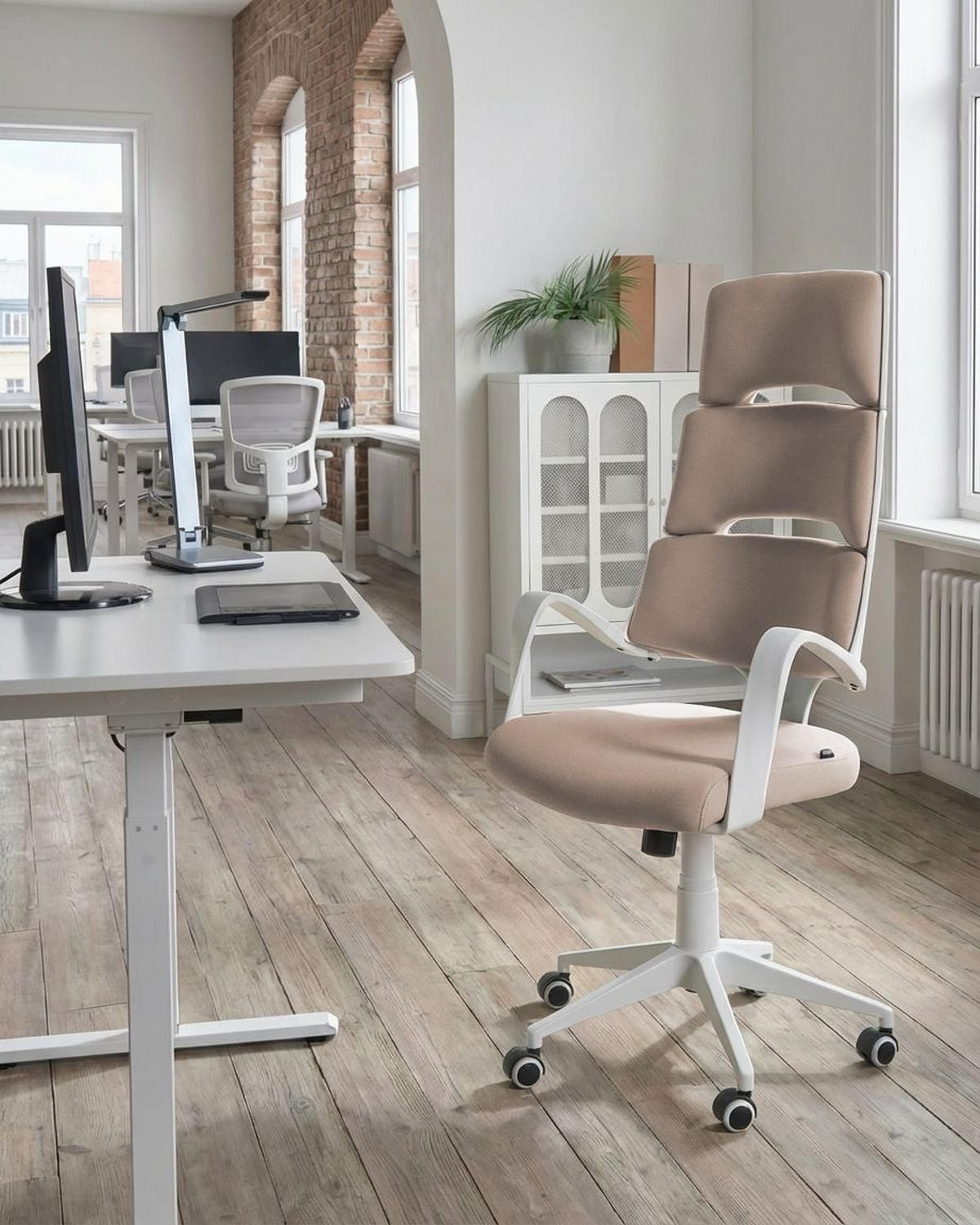 BÜROSTUHL Taupe Grandiose - Taupe, Textil (66/111/52cm) - Beliani