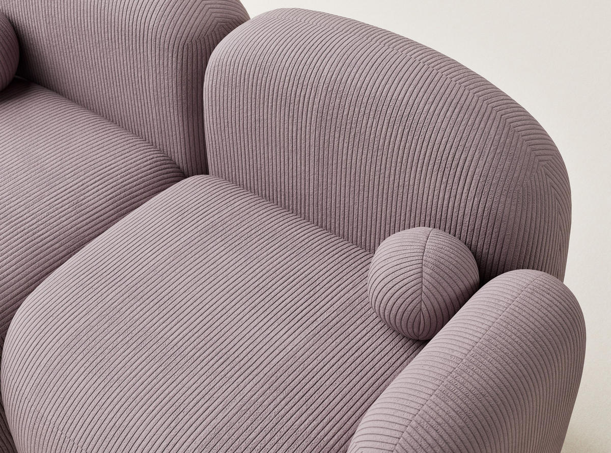 ECKSOFA Bahama Lila Samtstoff - Links Seite - Flieder/Schwarz, Holz/Holzwerkstoff (146/190cm) - Maison de Reve