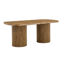 ESSTISCH MDF 6–8 Personen geriffelte Zylinderfüße Wabi Sabi Mid Century Design modern - Naturfarben, Holzwerkstoff (180/90/76cm) - EVRYAE