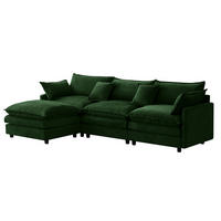 ECKSOFA mit Hocker, modulares 3-Sitzer-Sofa aus Chenille mit Federkern und Massivholzgestell, Grün - Grün, Textil (267/154cm) - Redom