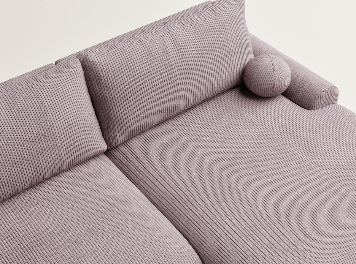 ECKSOFA MIT SCHLAFFUNKTION Tallin Lila Samtstoff - Flieder/Schwarz, Holz/Holzwerkstoff (240/145cm) - Maison de Reve