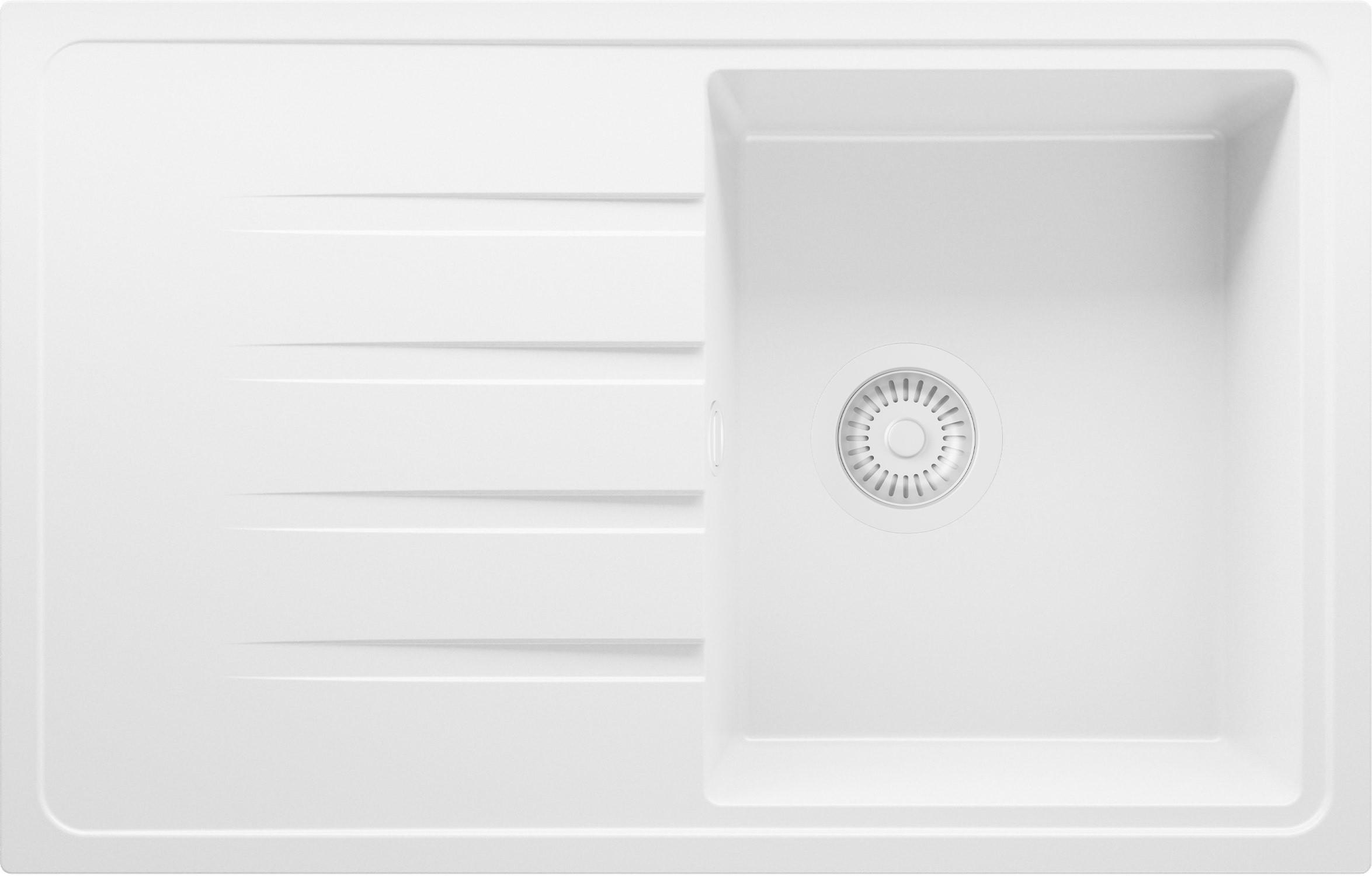 SPÜLBECKEN Mailand, 2-er set Alles Weiß 78/50 cm 1 Becken + Ablauf-Set ab 45er Unterschrank - Weiß, Kunststoff (78/19/50cm) - Primagran