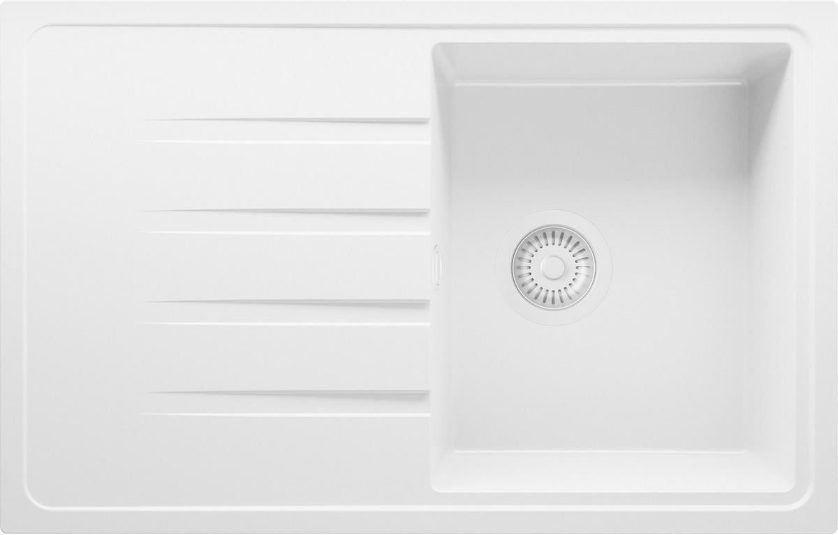 SPÜLBECKEN Mailand, 2-er set Alles Weiß 78/50 cm 1 Becken + Ablauf-Set ab 45er Unterschrank - Weiß, Kunststoff (78/19/50cm) - Primagran