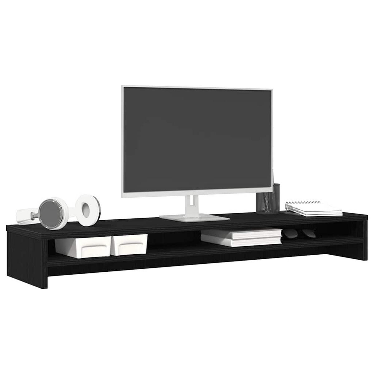 MONITORSTÄNDER Schwarze Eiche 100/24/13 Cm Holzwerkstoff - Schwarz, Holzwerkstoff (100/13/24cm) - vidaXL