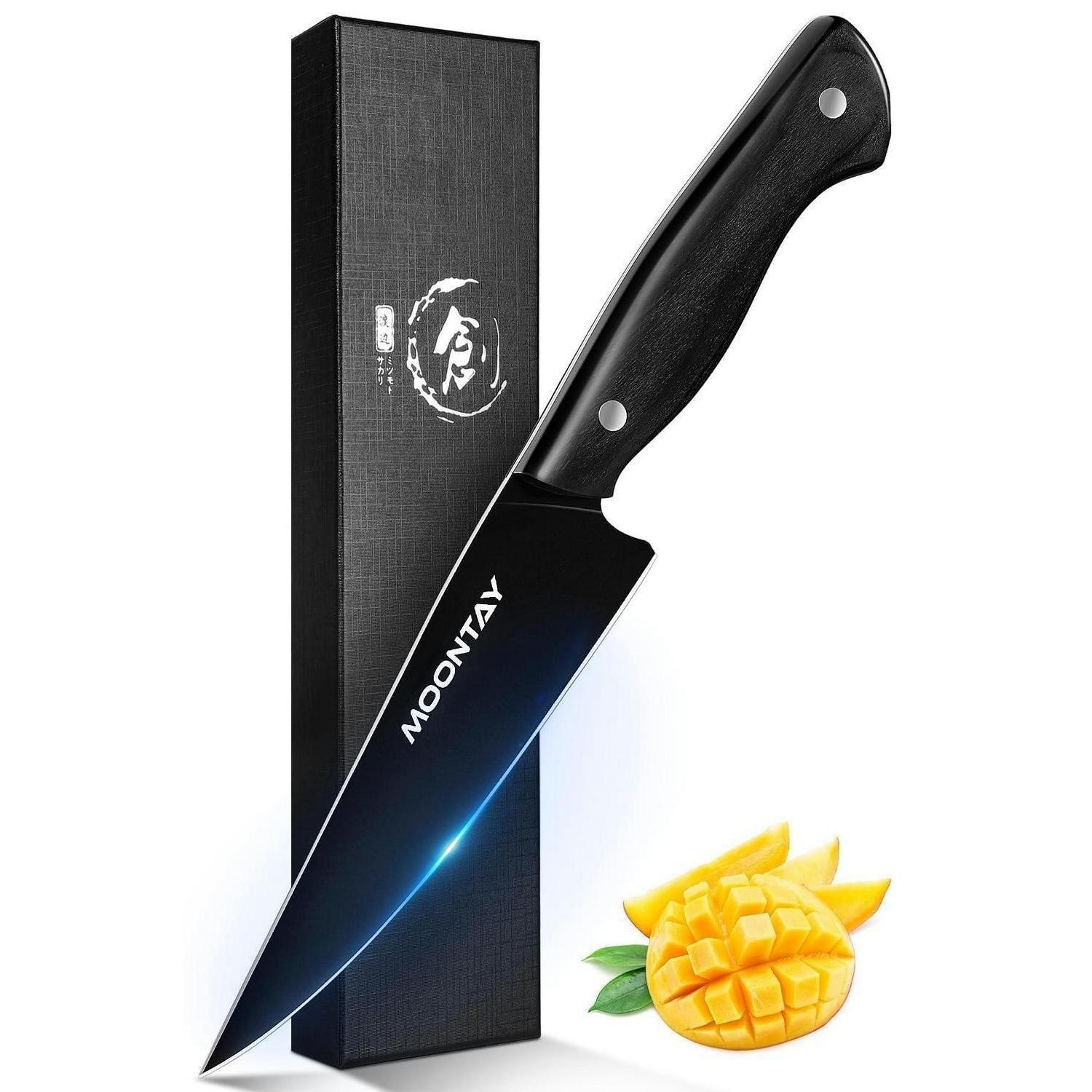 KÜCHENMESSER Allzweckmesser Schwarz Holzgriff Edelstahl - Schwarz, Metall (26cm)