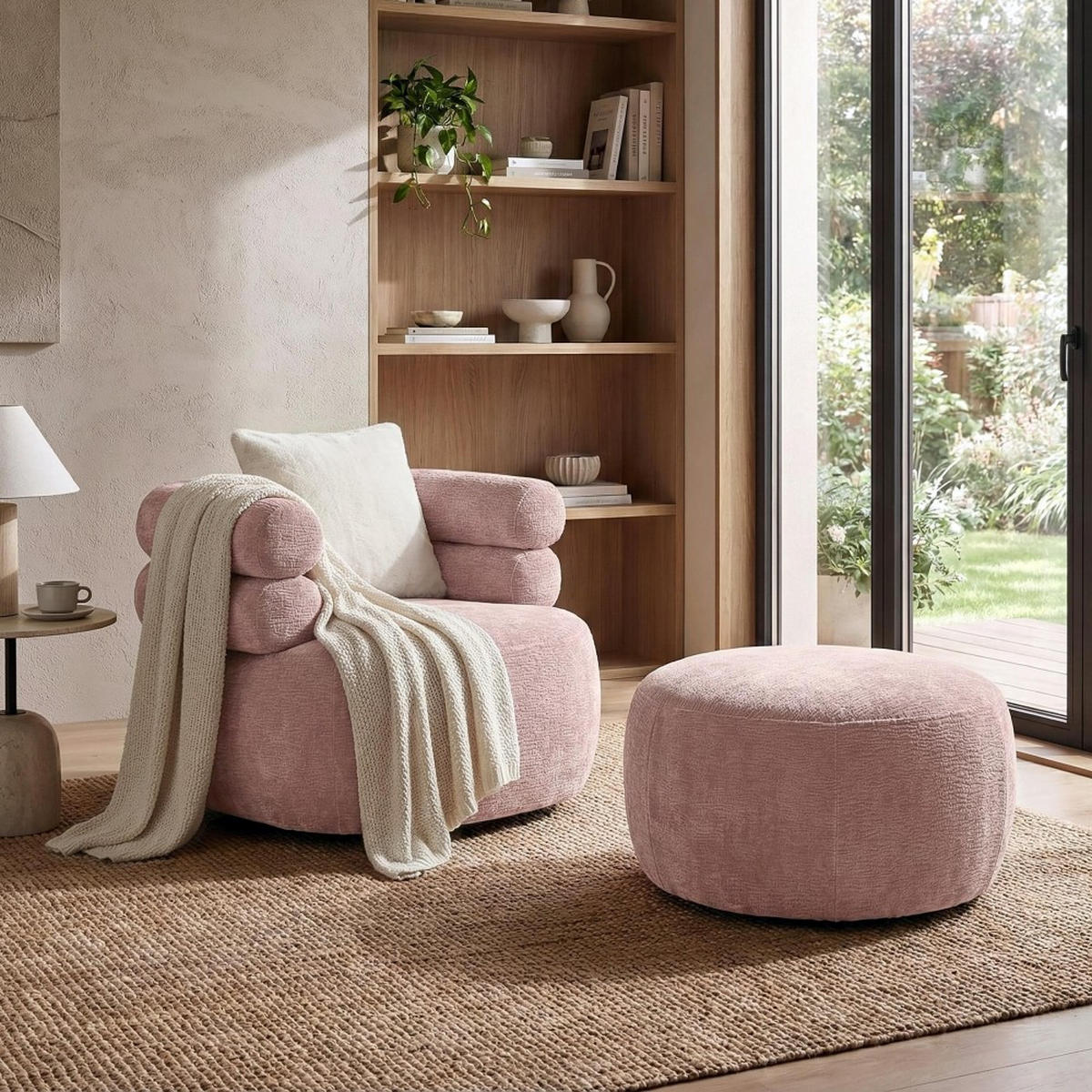 SESSEL Nano, Drehsessel mit runder Form, Rosa - Rosa, Textil (95/75/95cm) - Beautysofa