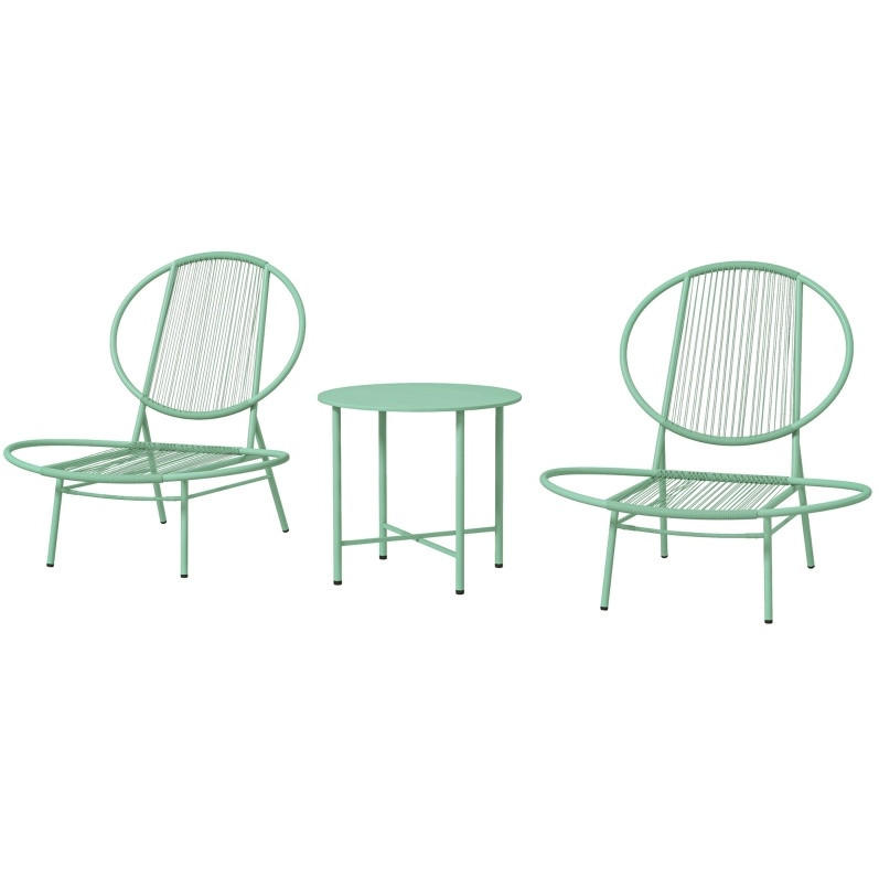 SCHMETTERLINGSLEHNE aus Stahl rostfrei 40×40×46cm Grün mit Tisch - Grün, Metall - Modfu