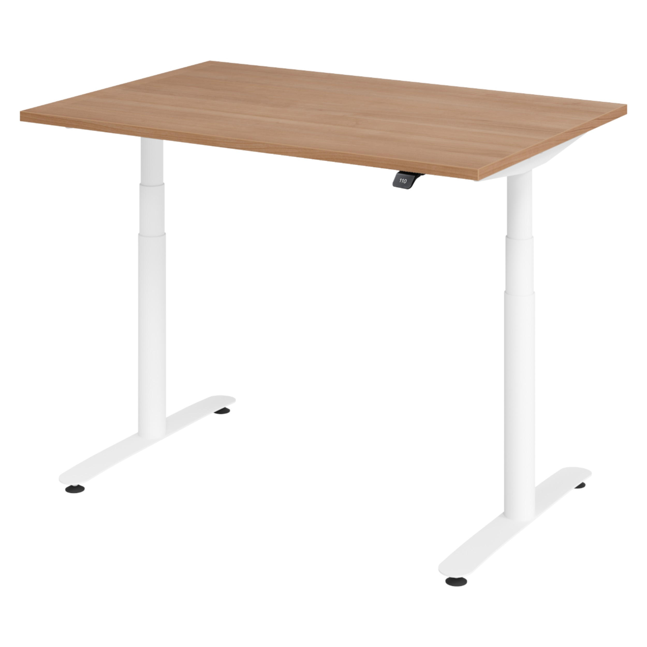 SCHREIBTISCH elektrisch Bluetooth & App XDLR 120/80/72 cm in Nussbaumfarben/Weiß - Nussbaumfarben/Weiß, Holzwerkstoff (120/80/72cm) - bümö