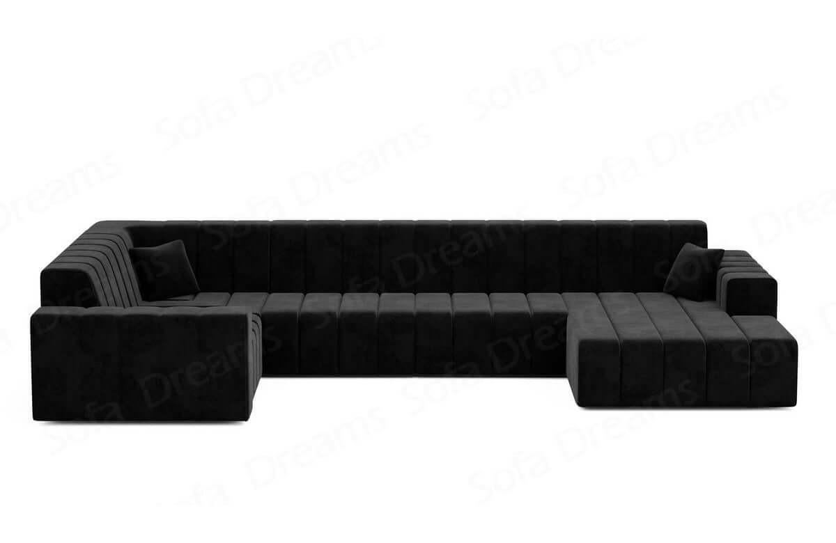 WOHNLANDSCHAFT Astra Schwarz Samtstoff - Schwarz, Kunststoff (326/73/186cm)