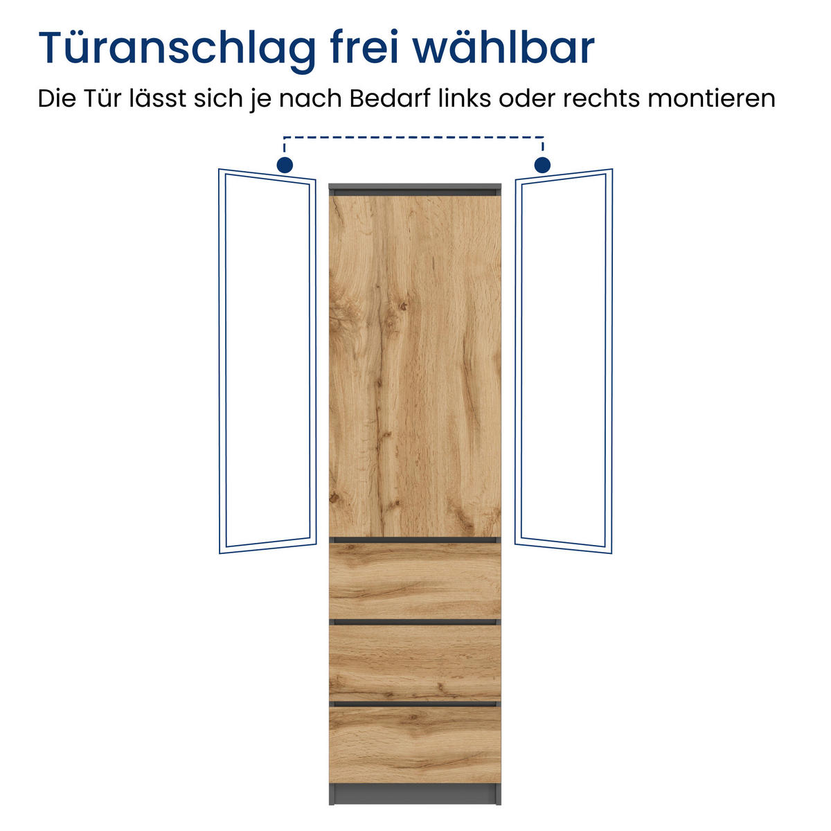 KLEIDERSCHRANK in Anthrazit - Anthrazit, Holzwerkstoff (40/180/50cm) - Home Collective