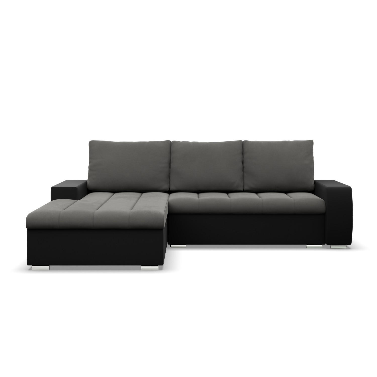ECKSOFA MIT SCHLAFFUNKTION AURORA LINKS, Dunkelgrau + Schwarz - Dunkelgrau/Schwarz, Textil (243/200cm)