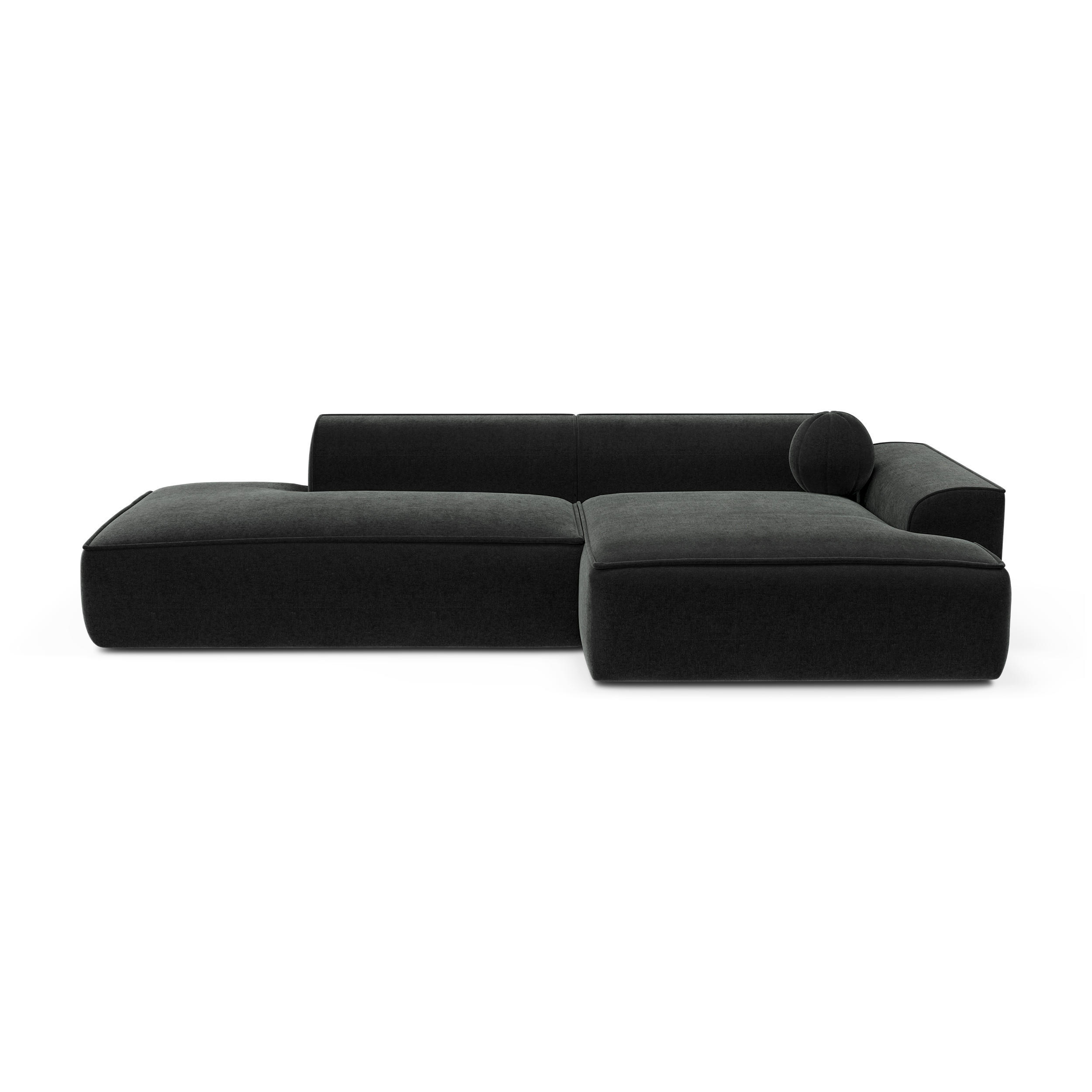 ECKSOFA RECHTS Samt Dunkles Anthrazit 300cm - Anthrazit, Textil (300/155cm) - Sia Home
