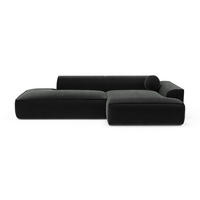ECKSOFA RECHTS Samt Dunkles Anthrazit 300cm - Anthrazit, Textil (300/155cm) - Sia Home