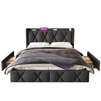 POLSTERBETT 140/200 cm Grau mit 4 Schubladen und USB-Ladefunktion mit Matratze - Grau, Textil (140/200cm) - OKWISH