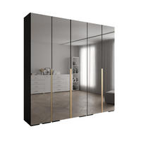 DREHTÜRENSCHRANK 236.7/250/47 5-türig - Goldfarben/Schwarz, Holz/Metall (250/236.7/47cm) - Abiks Möbel