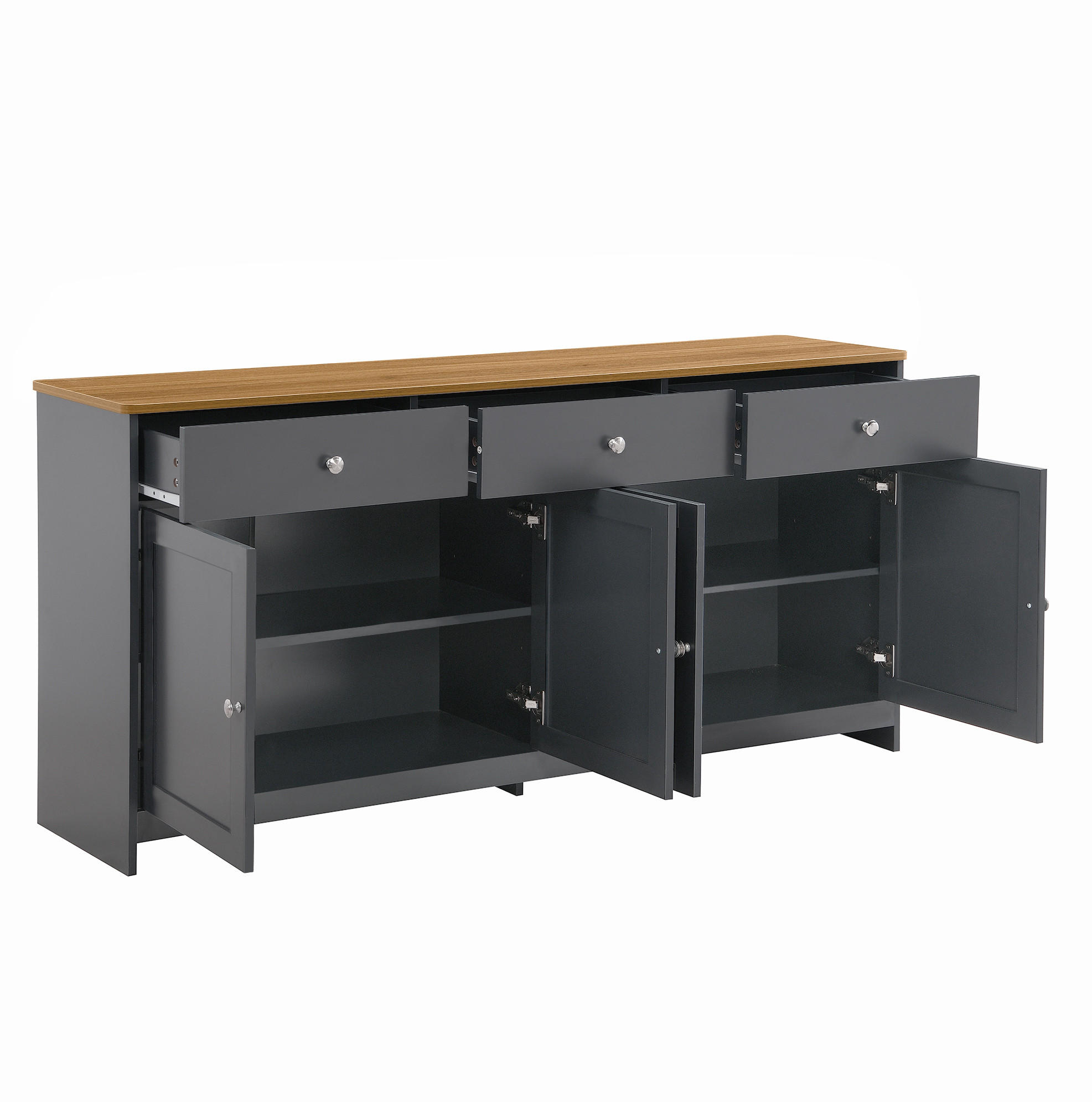 Flora Grace Sideboard Schwarz 160x75x37 cm