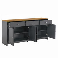 SIDEBOARD 160/37/75 cm in Grauschwarz mit 4 Türen, 3 Schubladen und Ablagefächern - Schwarz, Holzwerkstoff (160/75/37cm) - Flora Grace