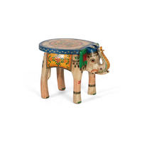 HOCKER aus Mangoholz mit mehrfarbigen Details - Chromfarben, Holz (48/35/35cm) - Giner y Colomer