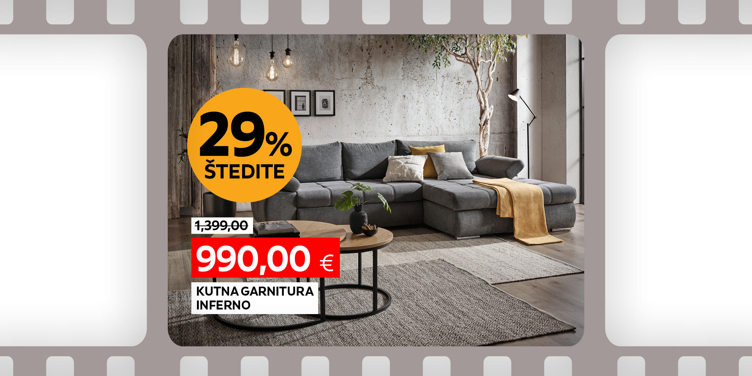 kutna garnitura Inferno umjesto 1.399,00 € nova cijena 990,00 € štedite 29%