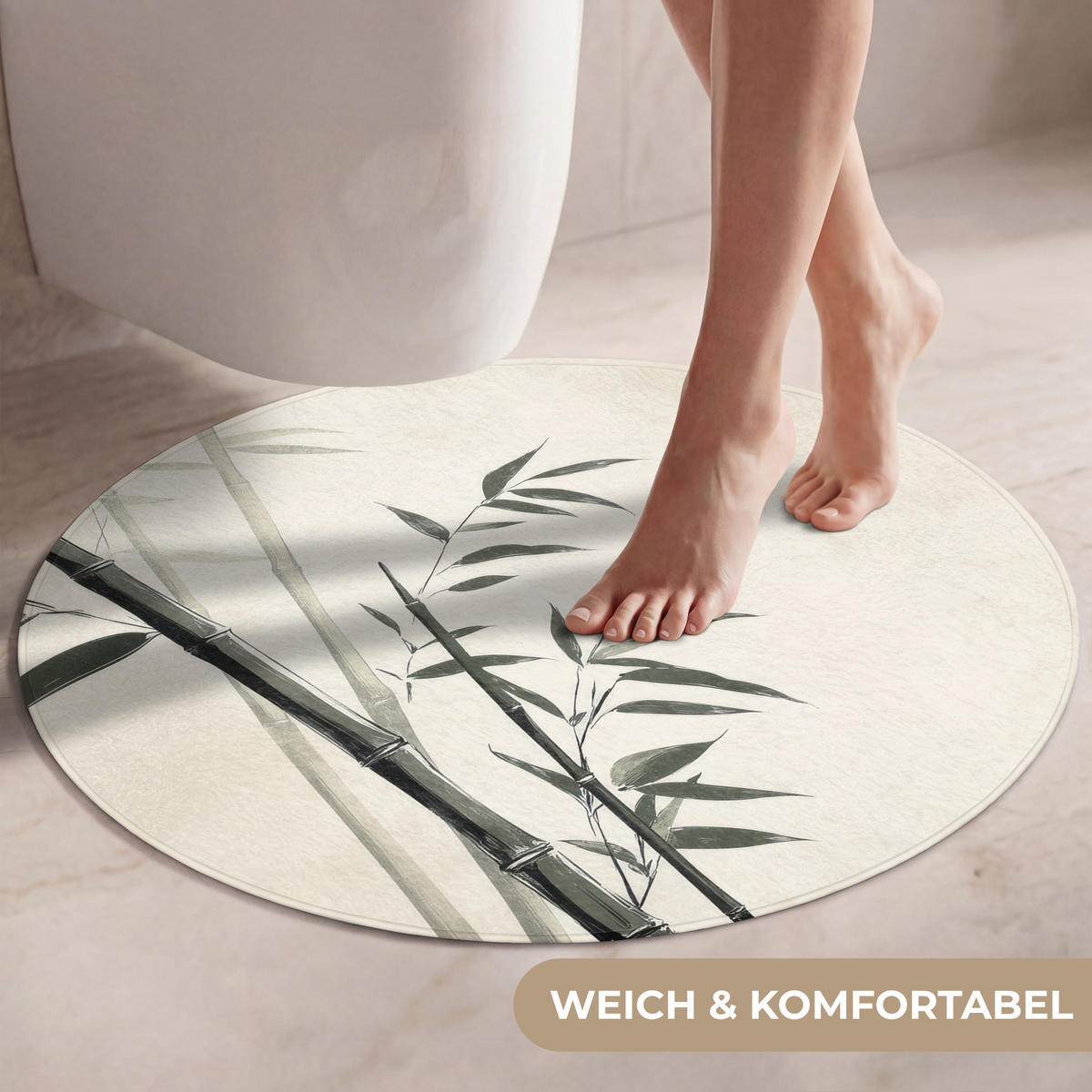 WC PŘEDLOŽKA Japandi - Bambus - béžová 70x70 cm - ecru, textil/plast (70/1cm) - OnlyWow