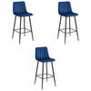 BARHOCKER 3-er Set POZZA marineblauer Sitz, schwarze Basis - Schwarz/Dunkelblau, Textil (43/104/35cm) - Valora