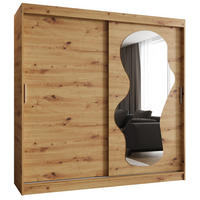 SCHWEBETÜRENSCHRANK 200/200/62 2-türig - Silberfarben/Eiche Artisan, Holz (200/200/62cm) - MÖBEL KRYSPOL