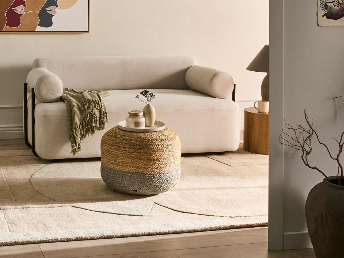 POUF Naturfarben Duki - Taupe/Naturfarben, Naturmaterialien (50/40/50cm) - Beliani