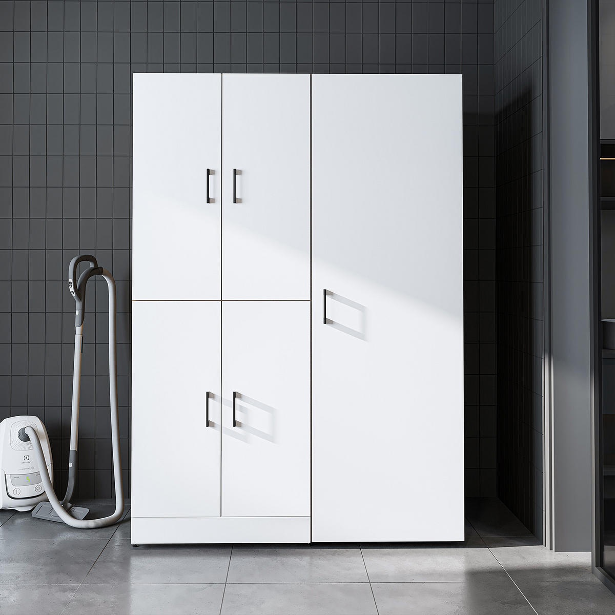 WASCHMASCHINENSCHRANK DORA-II 130cm Breit, 186cm Hoch - Eiche Bianco, Holzwerkstoff (130/186/73.8cm)