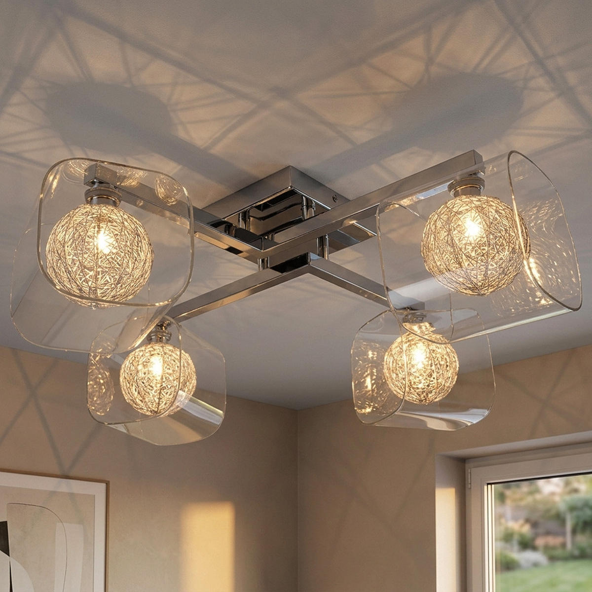 LED DECKENLEUCHTE Florentin Aluminium Silber - Silberfarben, Glas (58/58/18cm) - Brilliant