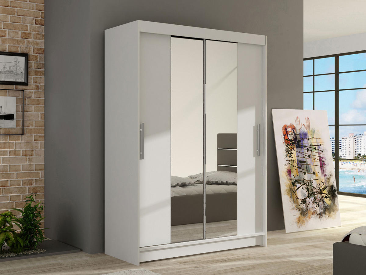 KLEIDERSCHRANK Miami II - Silberfarben/Weiß, Holzwerkstoff/Kunststoff (120/200/58cm) - MIRJAN24