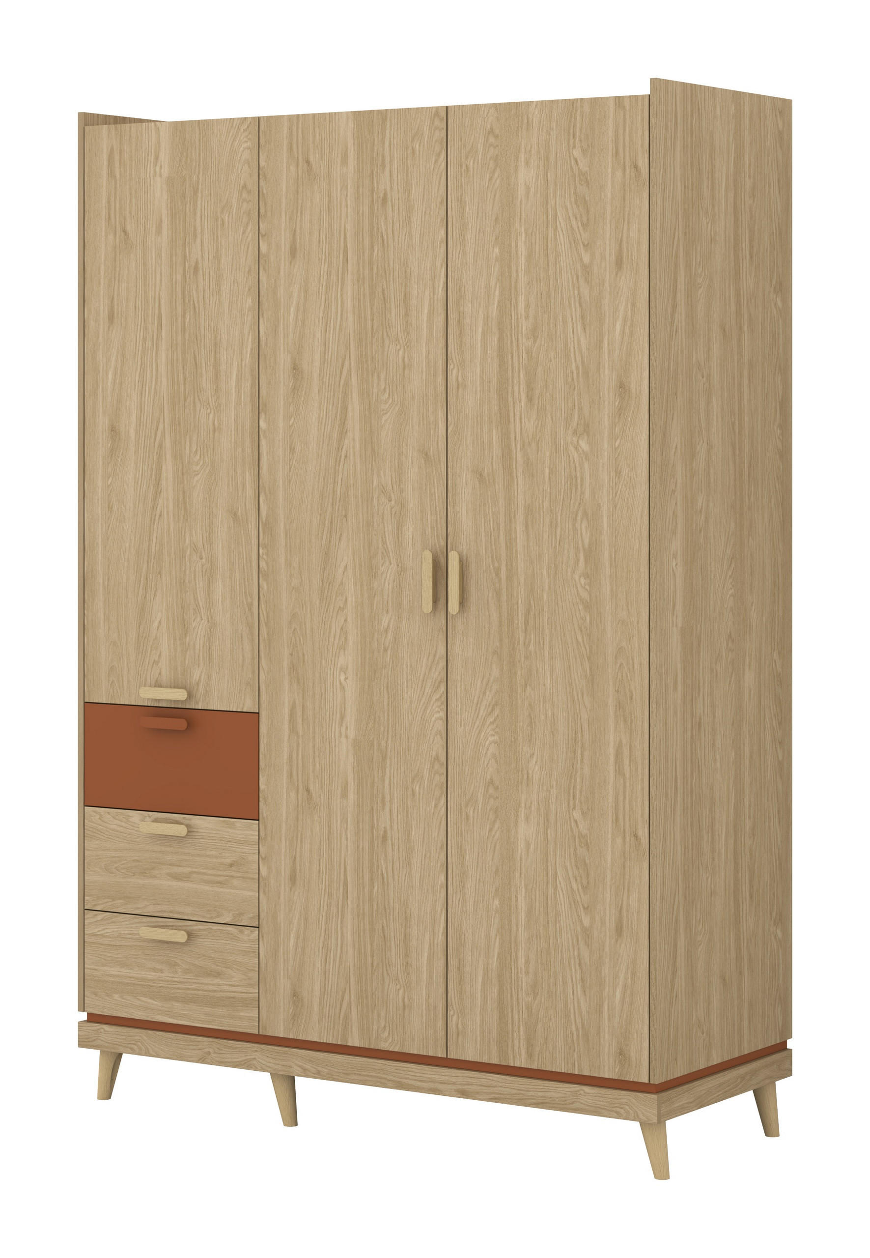 DREHTÜRENSCHRANK ACARA 143.5/214.5/57,4 cm 3-türig Eichefarben - Eichefarben, Holzwerkstoff (143.5/214.5/57.4cm) - MASSENO