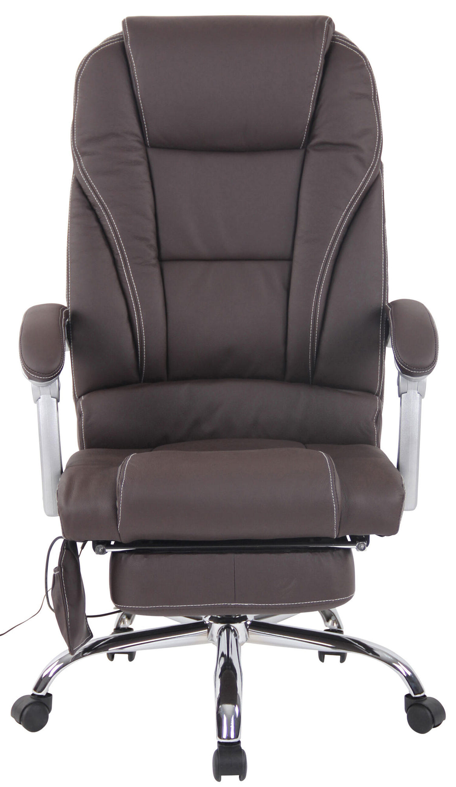 BÜROSTUHL Pacira, Echtleder mit Massagefunktion Braun - Braun, Leder/Metall (68/127/64cm) - TPFLiving