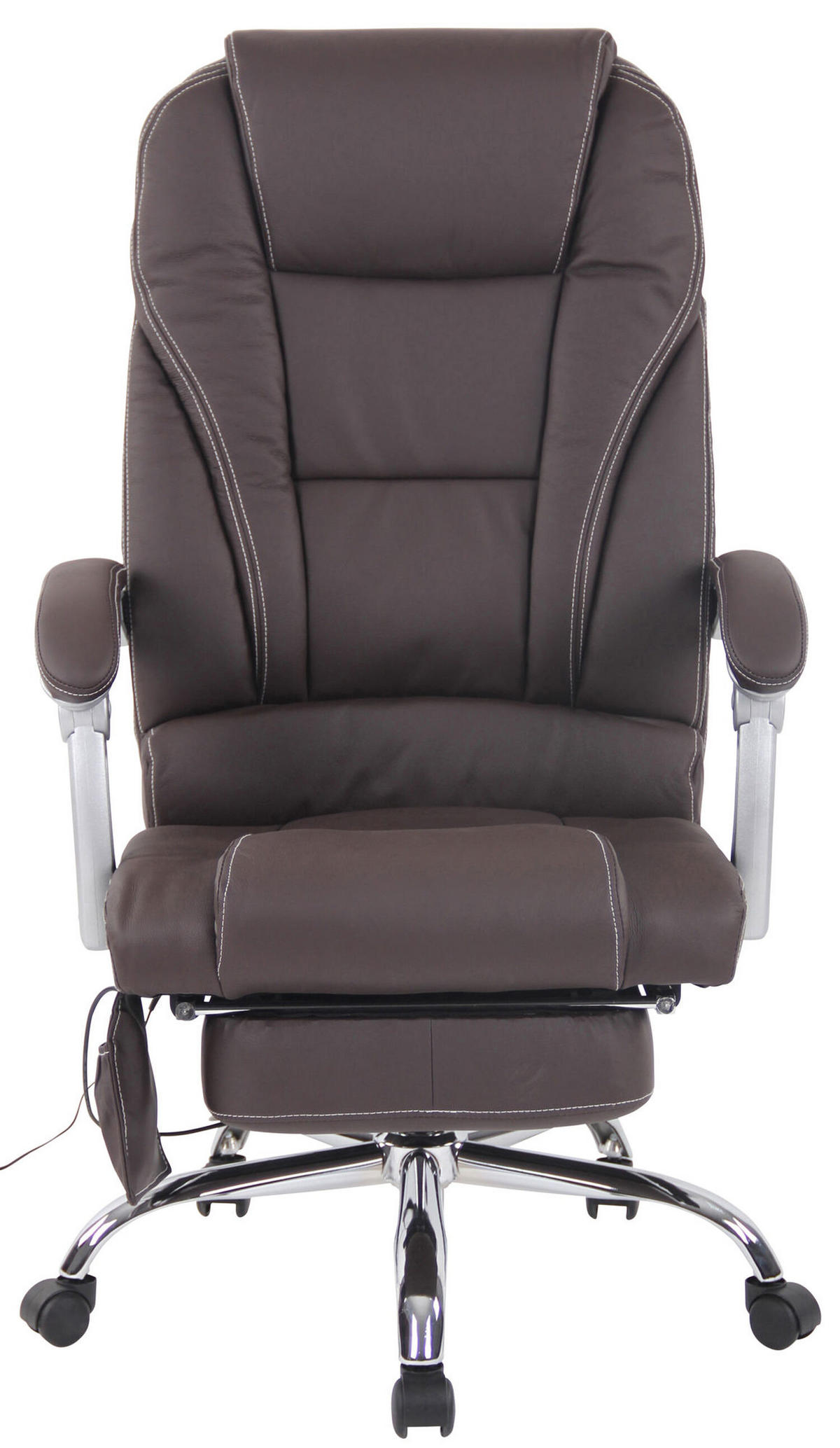 BÜROSTUHL Pacira, Echtleder mit Massagefunktion Braun - Braun, Leder/Metall (68/127/64cm) - TPFLiving